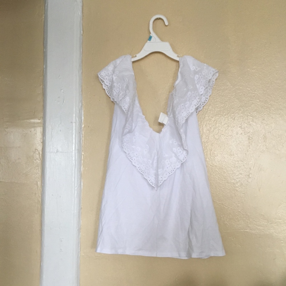 H&M white of the flounce shoulder top